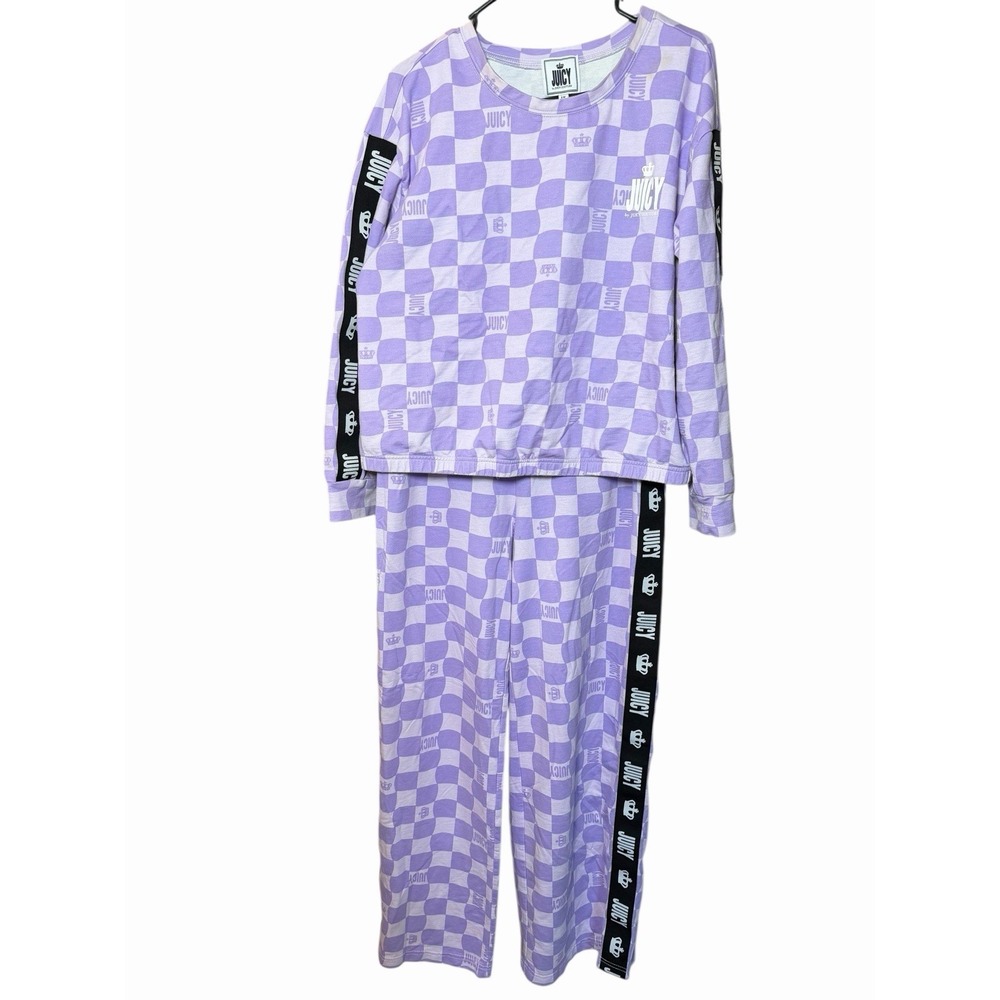 Juicy‎ by Juicy Couture 1X Lavender Checkered Lounge Set Top & Pants Logo Crown